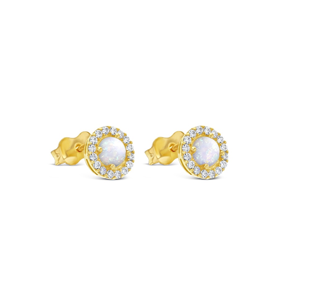 9Y OPAL & CZ CIRCLE STUD