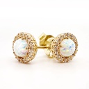 9Y OPAL & CZ CIRCLE STUD