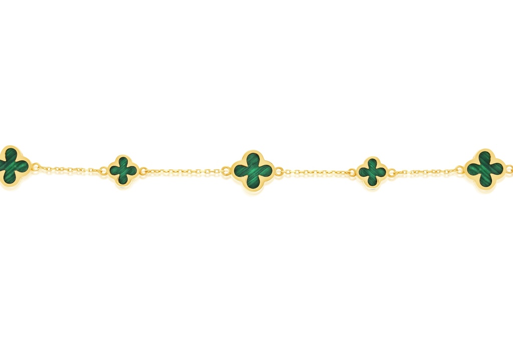 9Y ALTERNATING CHAIN WITH GREEN CLOVER BRACELET