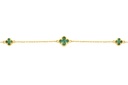 9Y ALTERNATING CHAIN WITH GREEN CLOVER NECKLACE