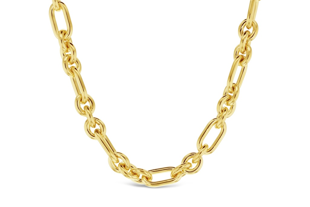 [SF CA200 3+1 9Y-18CM] 9CT SILVER FILLED CABLE 3+1 - 8.0MM WIDE - 14MM LONG LINK - 2.0MM WIRE (9Y, 18CM).webp