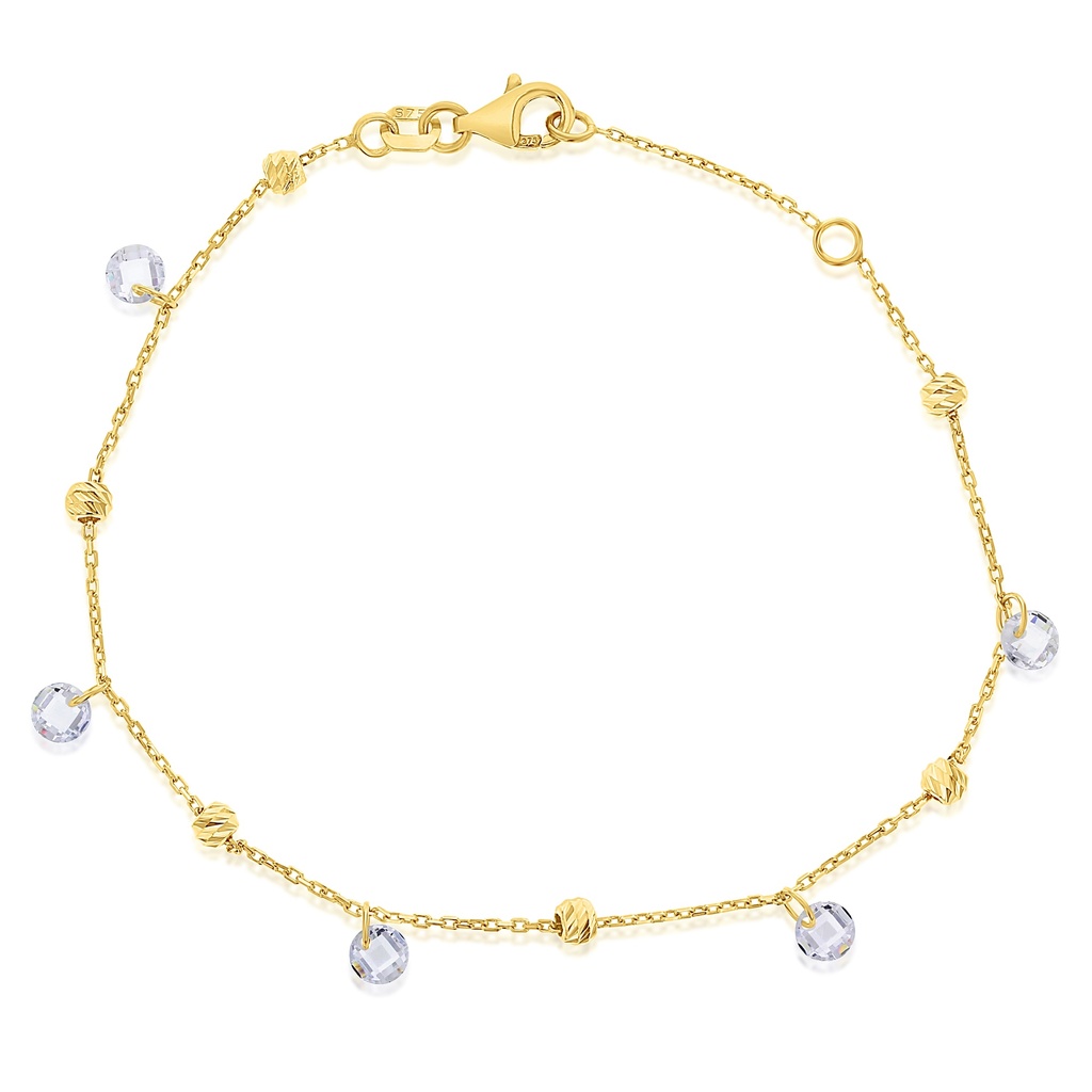 9Y BALL & CRYSTAL DROPS BRACELET