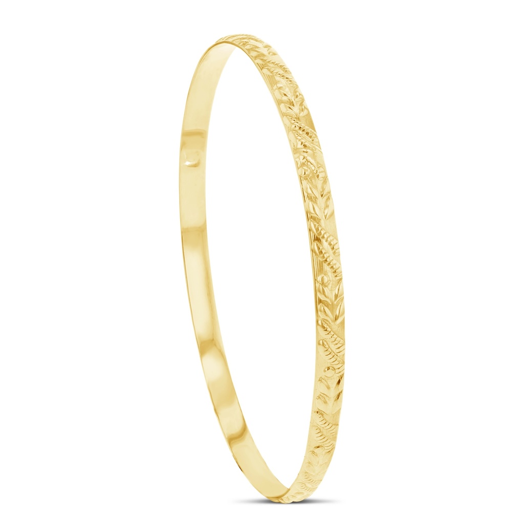 SOLID LOW DOME 4MM BANGLE LIGHTWEIGHT PATTERN 1