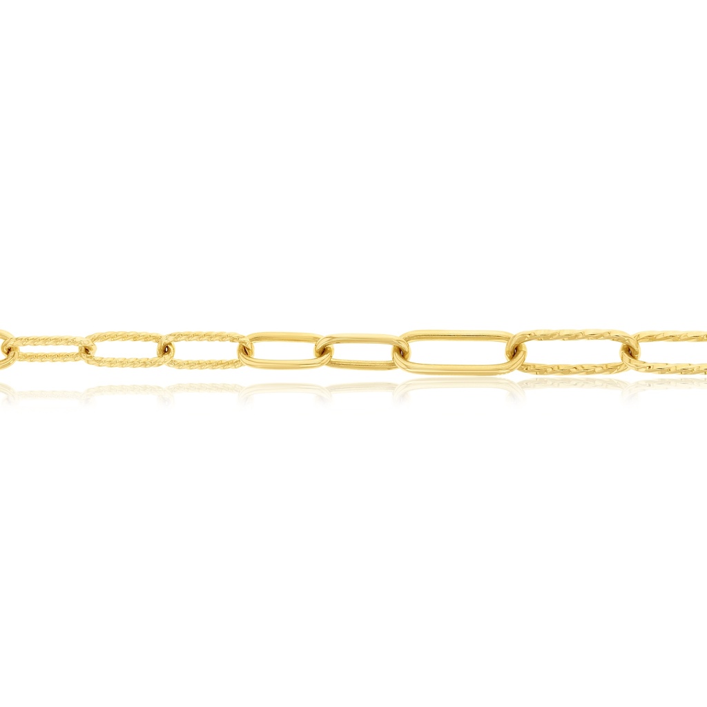 9CT SILVER FILLED ROUNDED PAPERCLIP GRADUATED PLAIN & TWIST ALTERNATING
