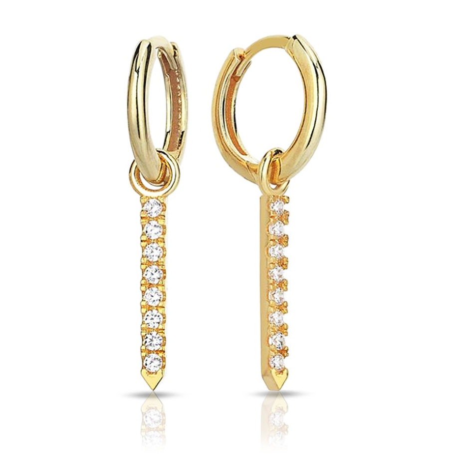 ## 9Y PLAIN HUGGIE WITH CZ BAR DROP