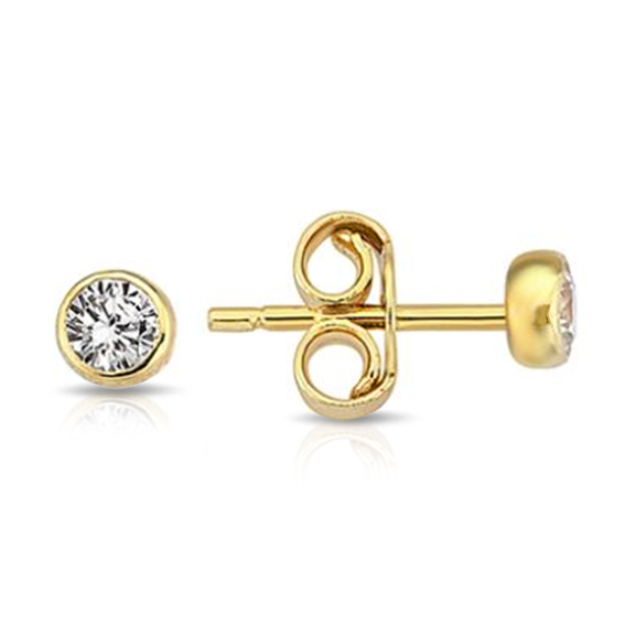 9Y SMALL CZ SET BEZEL STUD 3.8MM