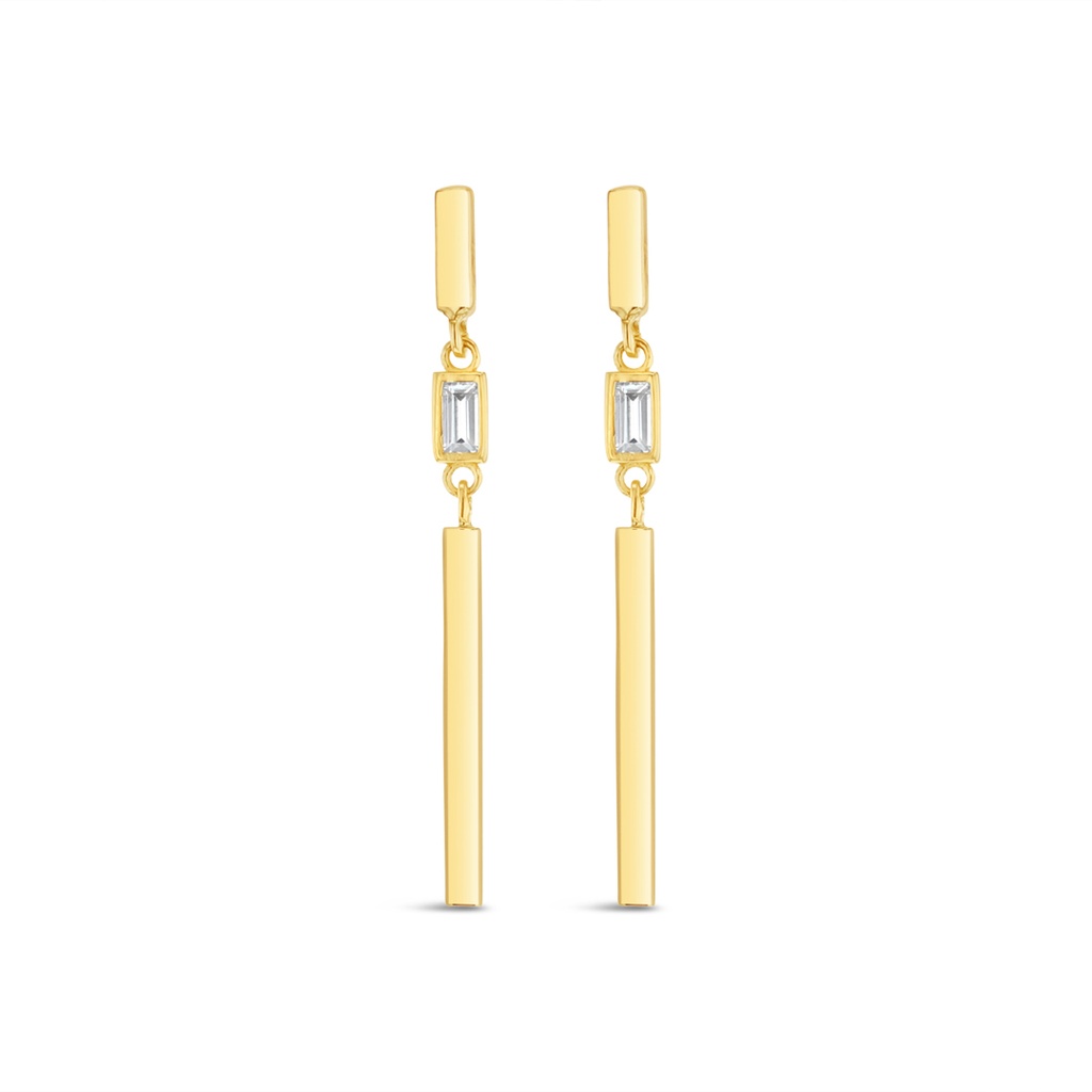 ### 9Y STONE WITH VERTICAL PLAIN BARS DROP STUD - CZ