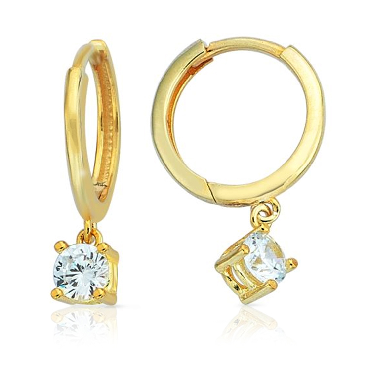 9Y PLAIN HUGGIE WITH SINGLE ROUND CZ DROP