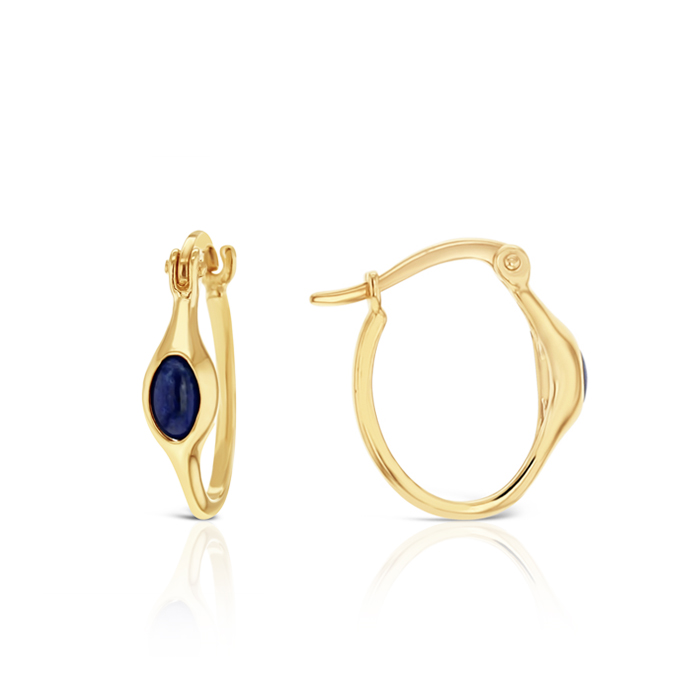## 9Y FINE HOOP WITH BUBBLE STONE - BLUE LAPIS