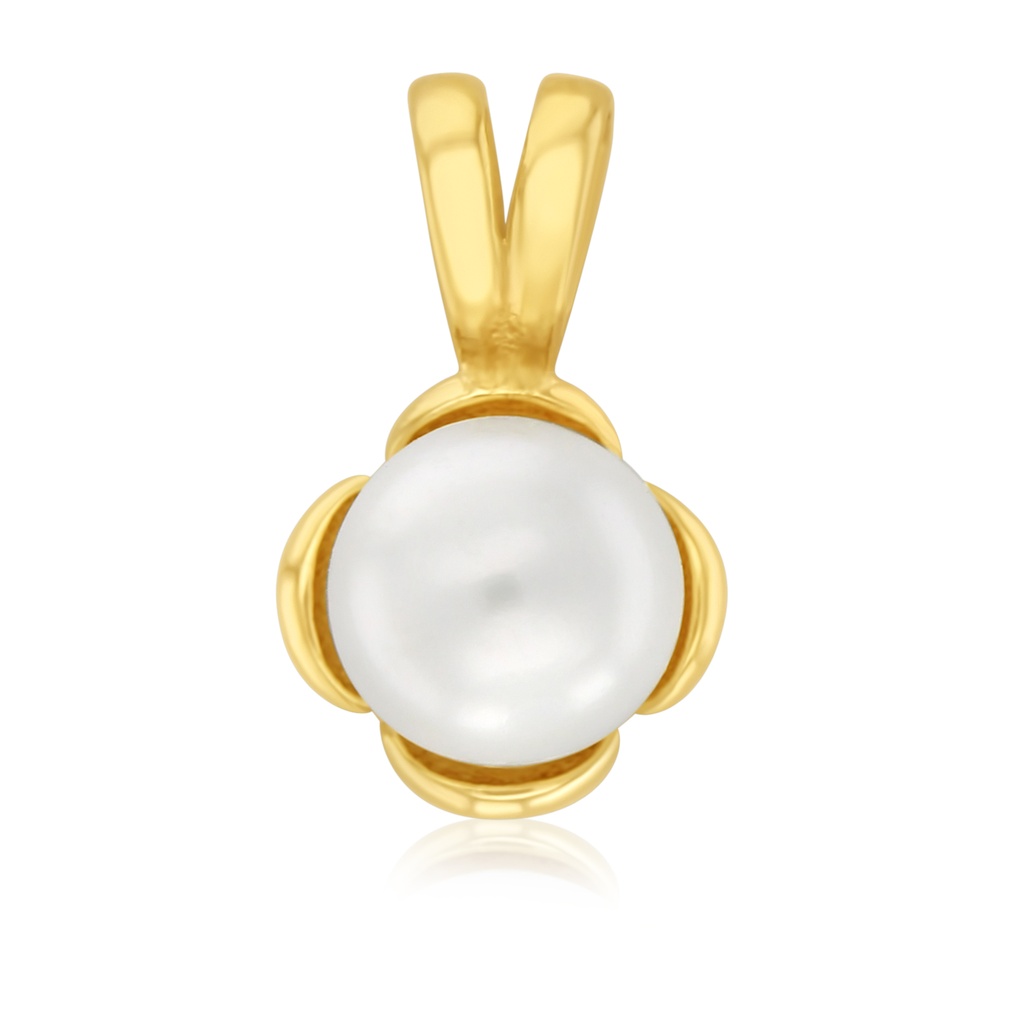 9Y PEARL IN 4 LEAF CLOVER BACK PENDANT