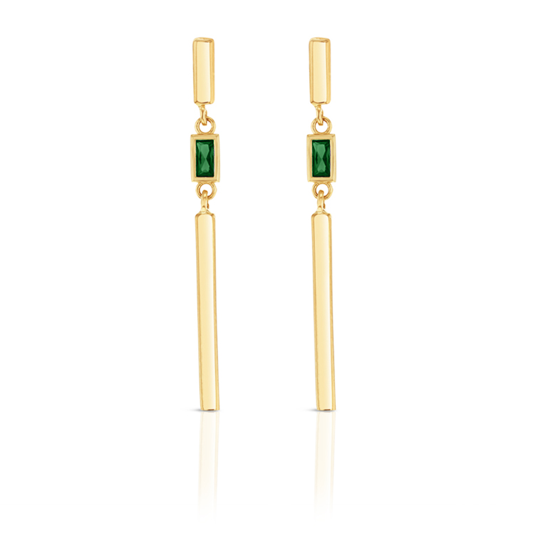 ### 9Y STONE WITH VERTICAL PLAIN BARS DROP STUD - GREEN 