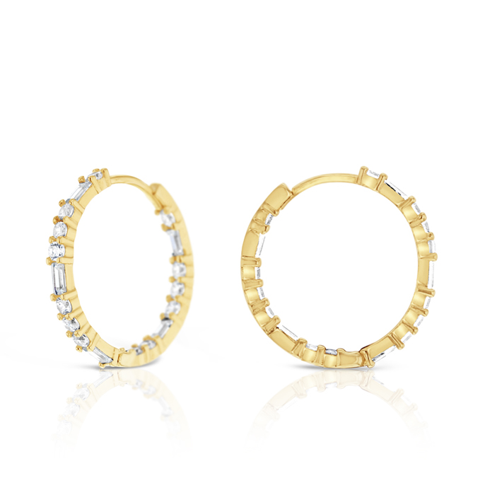 ### 9Y ALTERNATING CZ CUT INSIDE OUTSIDE HUGGIE