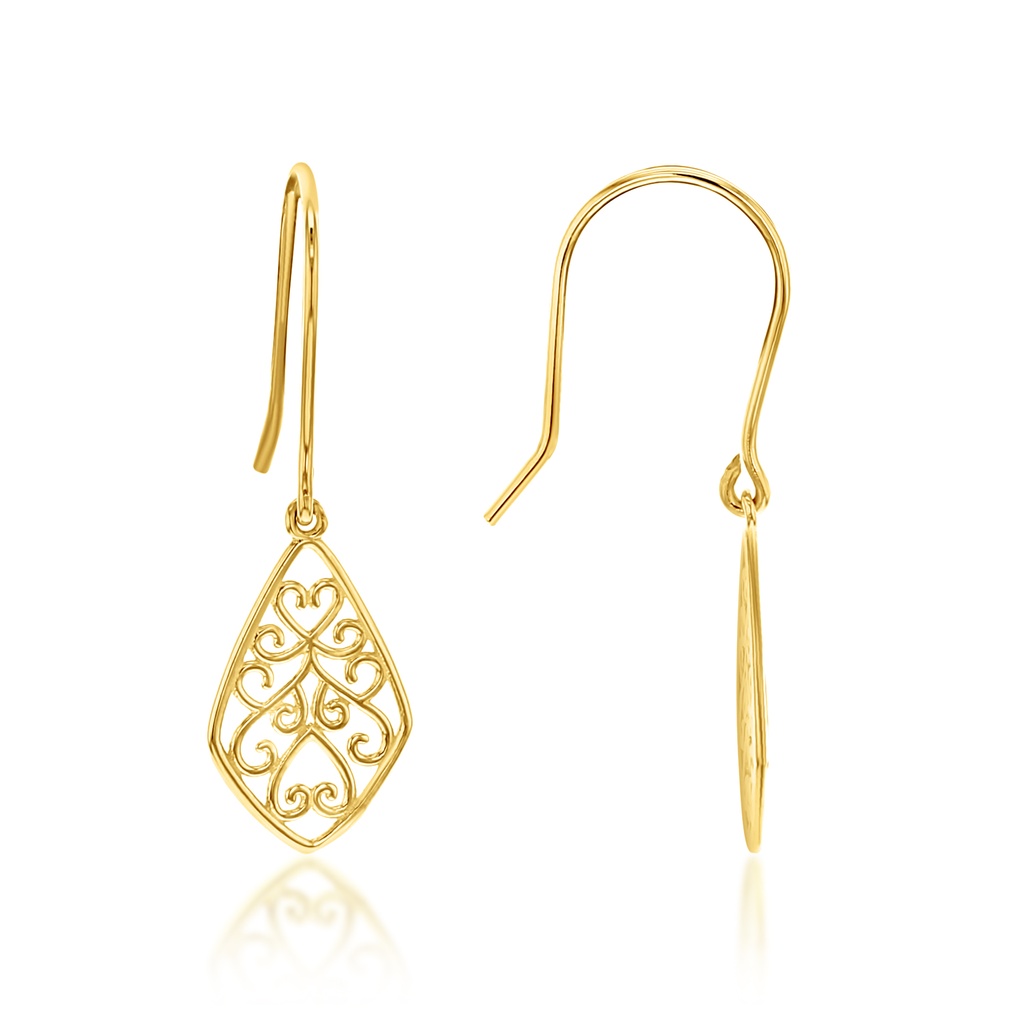 ## 9Y FANCY FILIGREE DIAMOND DROP WITH SOLID WIRE HOOK