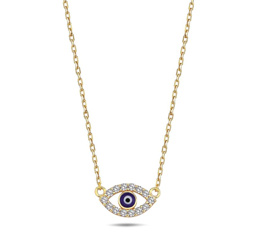 ### 9Y CHAIN WITH EVIL EYE CZ BORDER NECKLACE