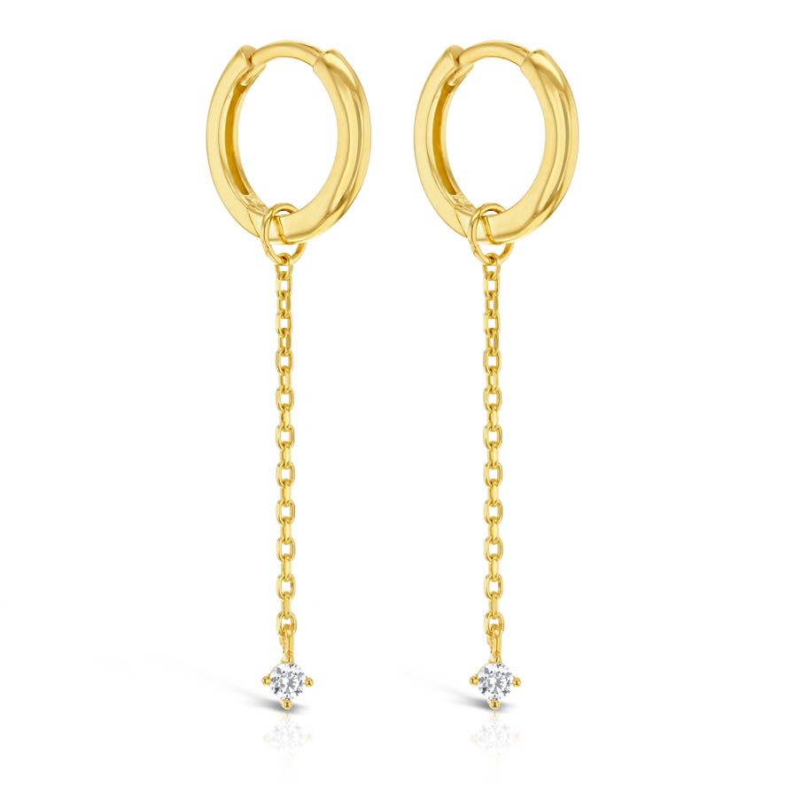 ### 9Y PLAIN HUGGIE WITH CZ ON CHAIN DROP