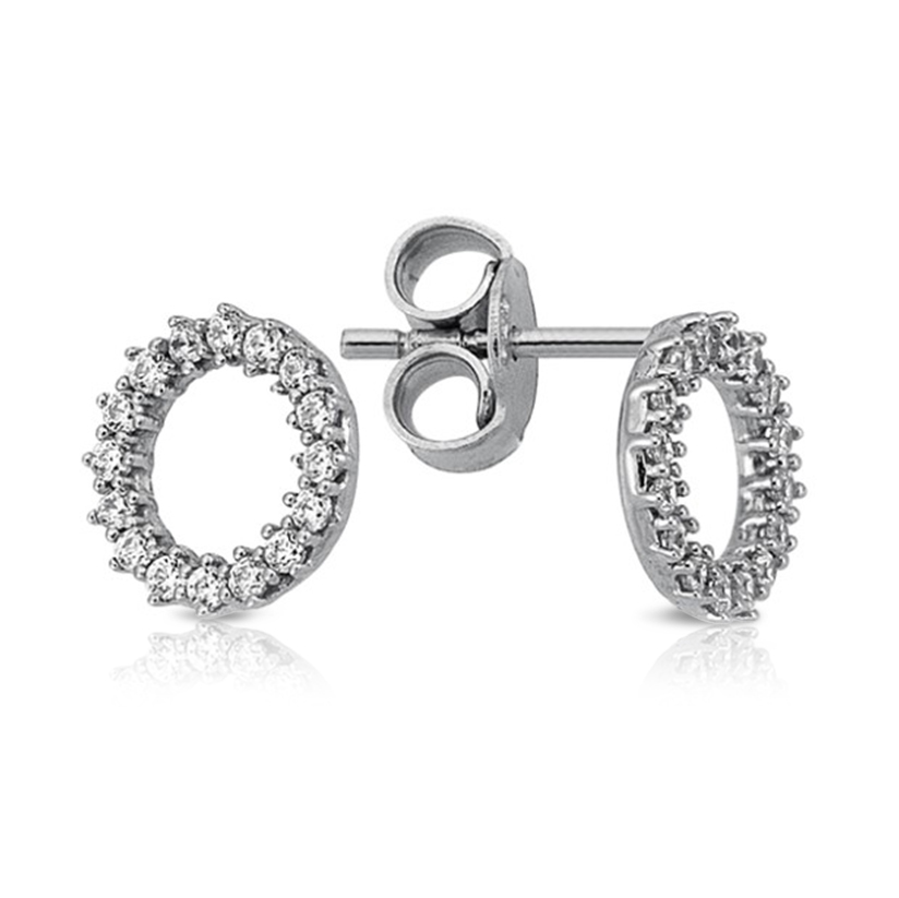 9W CZ SET OPEN CIRCLE STUD