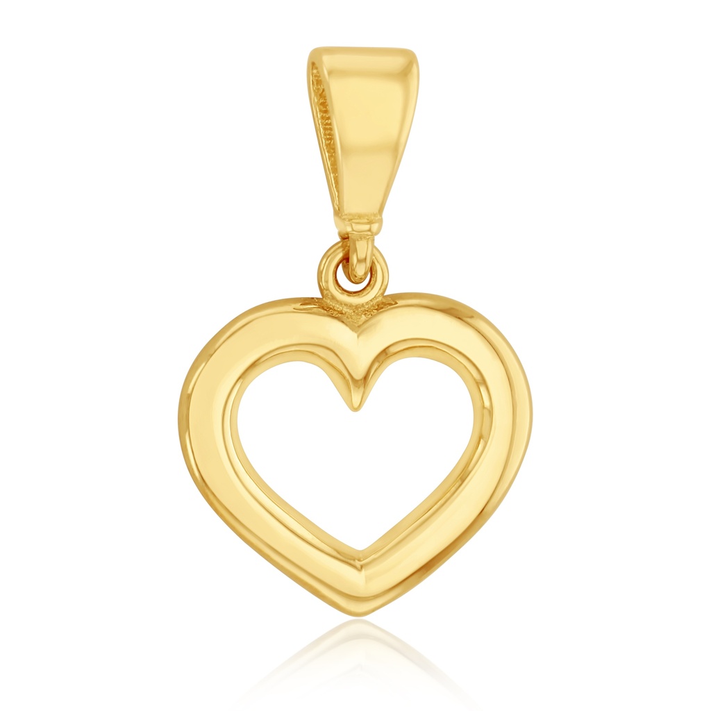 9Y OPEN 10.7MM PLAIN HEART BORDER PENDANT