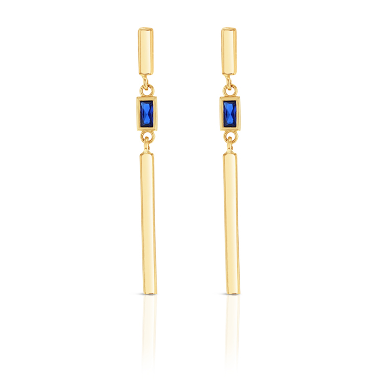 ### 9Y STONE WITH VERTICAL PLAIN BARS DROP STUD - BLUE