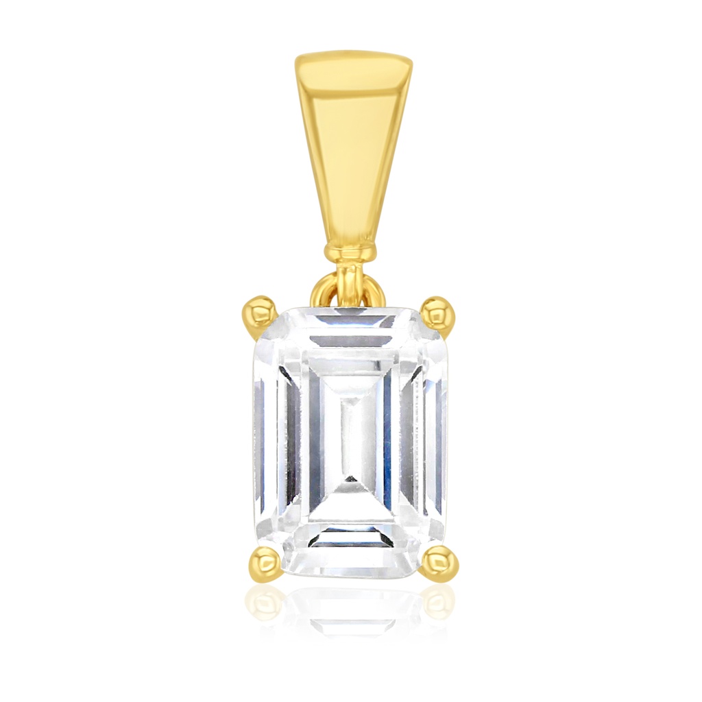 9Y 5MM X 7.7MM RECTANGLE CZ IN 4 CLAWS PENDANT