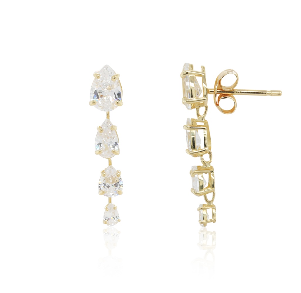 ## 9Y TEARDROP CZ DANGLE STUD