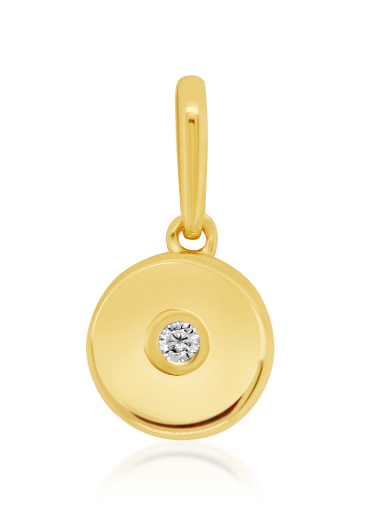 ### 9Y MINI CIRCLE PENDANT WITH BEZEL CZ CENTRE