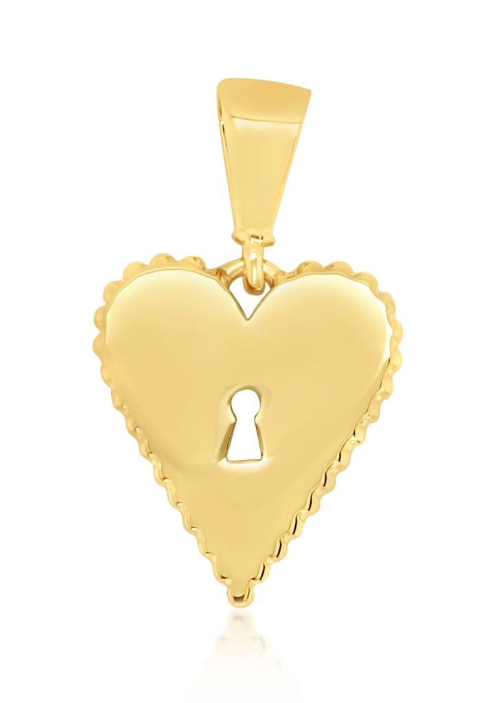 ### 9Y KEYHOLE HEART PENDANT