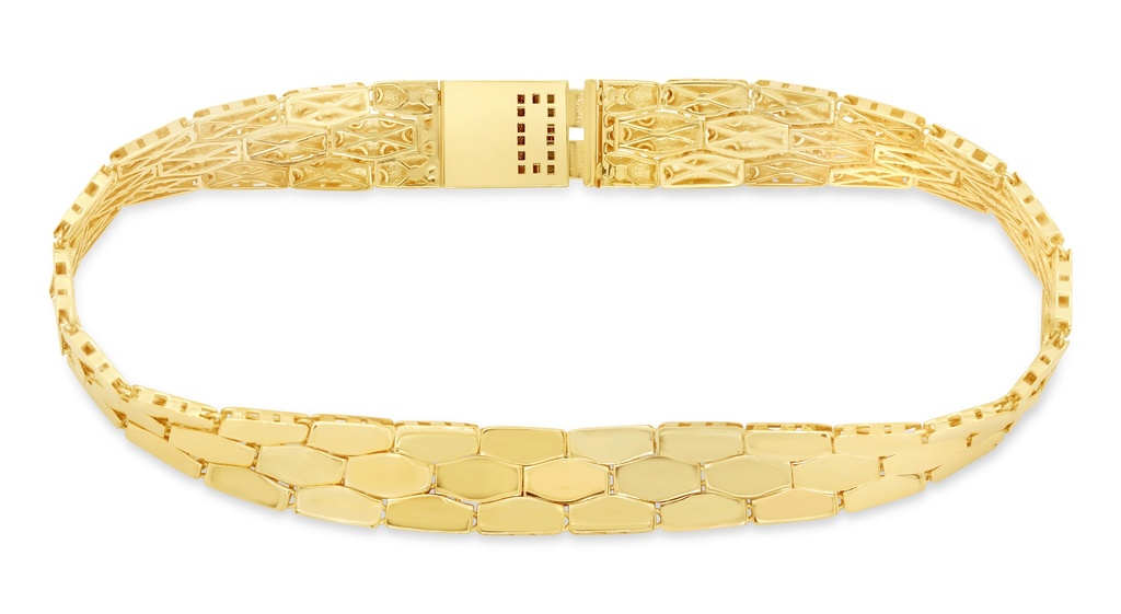 ## 9Y 8.3MM FLAT BAR LINK BRACELET - SNAKE SKIN 