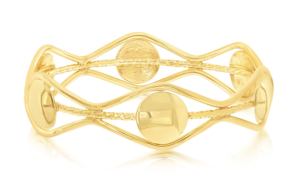 SOLID 2MM WIRE OPPOSITE PLAIN WAVE + TWIST CENTRE + LARGE DISCS