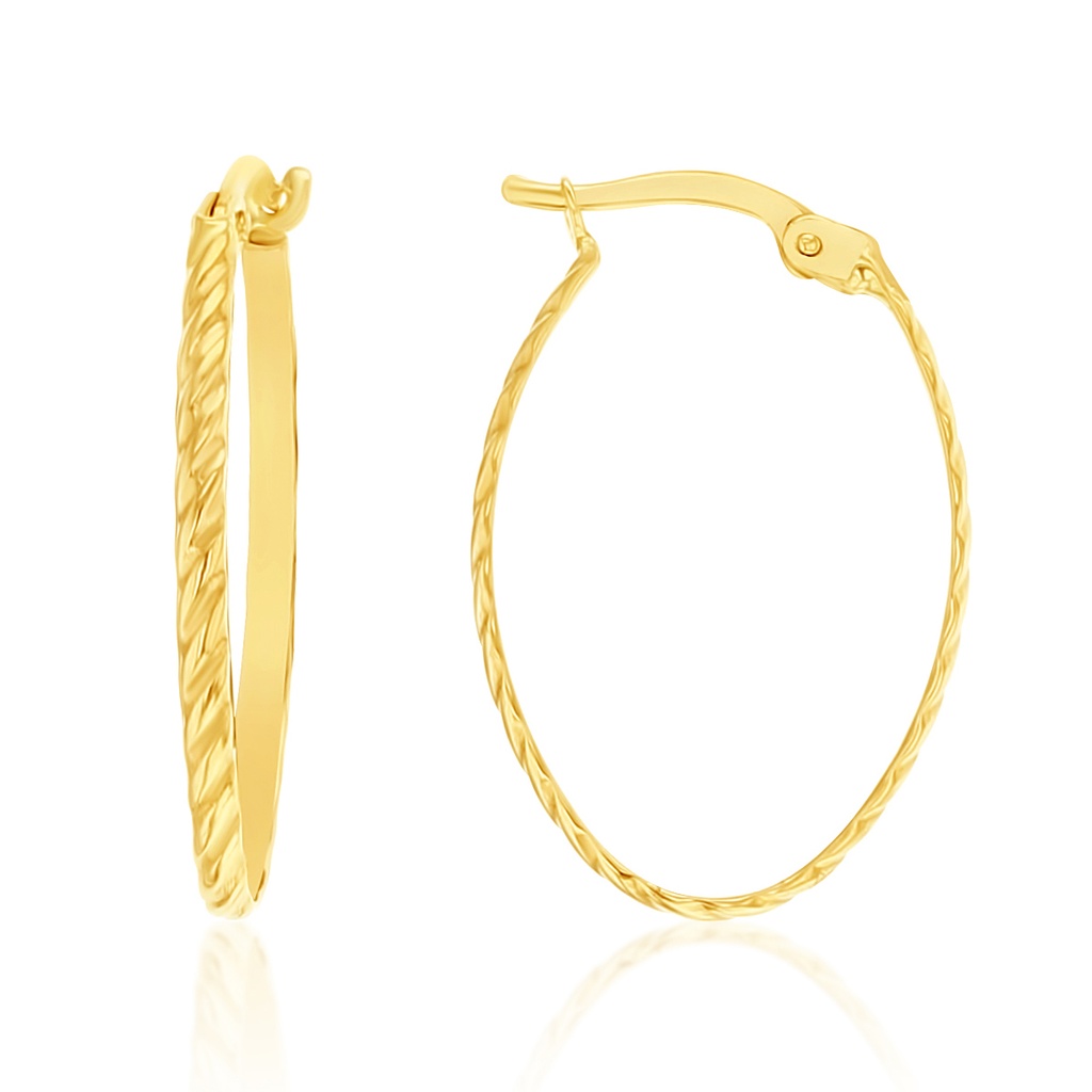 ### 9Y TWIST PATTERNED OVAL HOOP