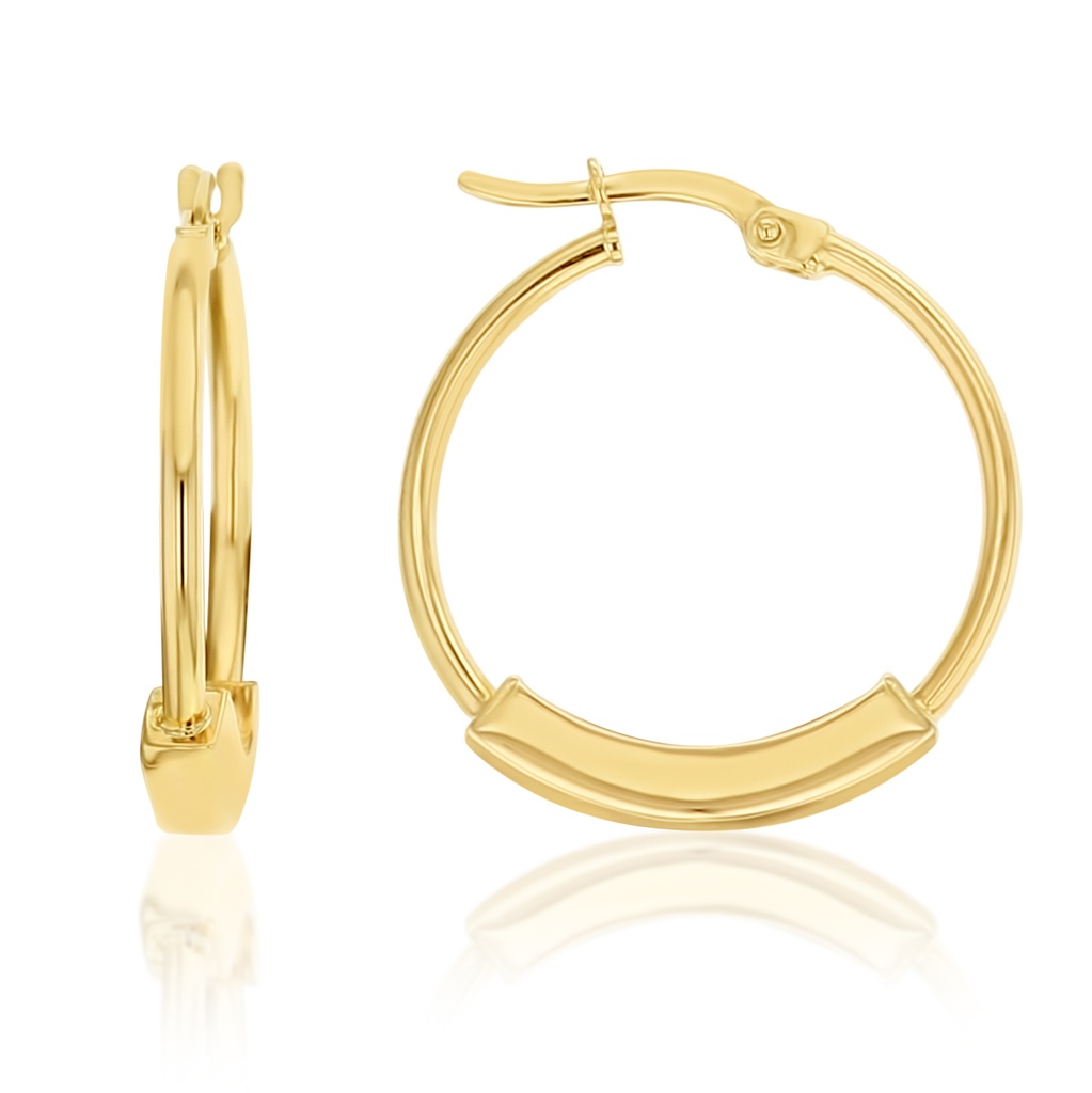 ### 9Y FINE TUBE EARRINGS WITH WIDE BAR