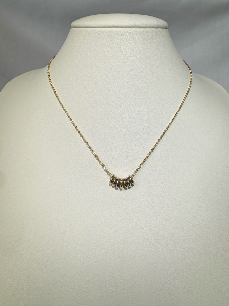 9Y CHAIN WITH 9YWR 7 X PLAIN ROUND LUCKY RINGS - XX0021