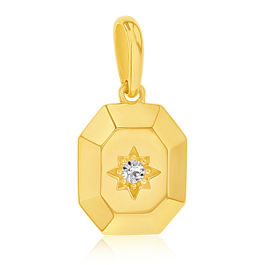 ### 9Y MEDALLION STYLE CZ SET OCTAGONAL PENDANT
