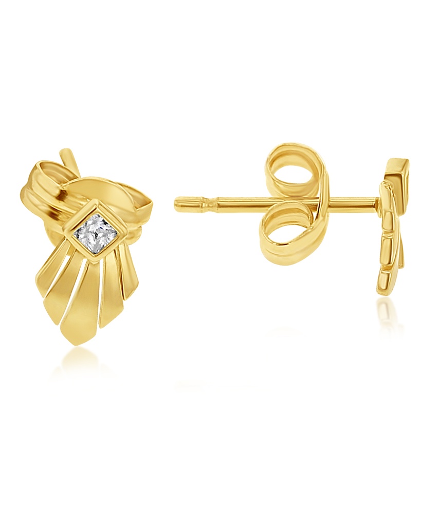 ## 9Y DIAMOND SHAPED FAN STYLE CZ SET STUD