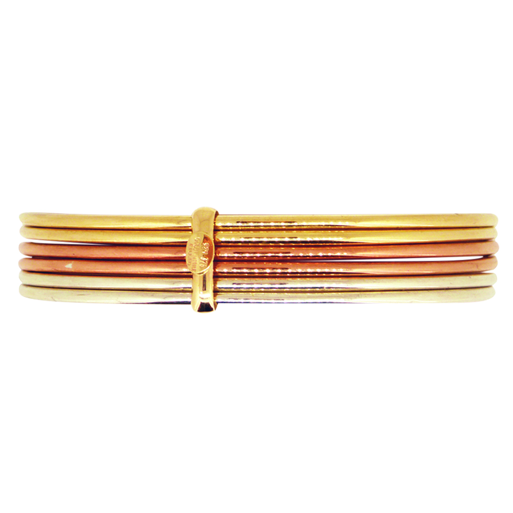 9CT SILVER FILLED GOLF 2MM X 6 BANGLE TOGETHER