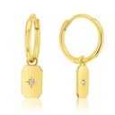 9Y HUGGIE WITH SLIDING RECTANGLE CZ DROP