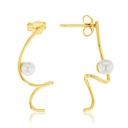 9Y FRESHWATER PEARL & GOLD SWIRL STUD