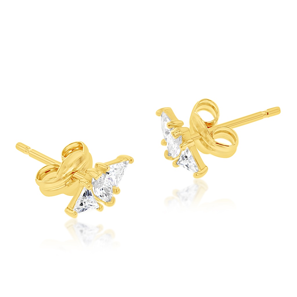 9Y CZ TRIO STUD EARRING