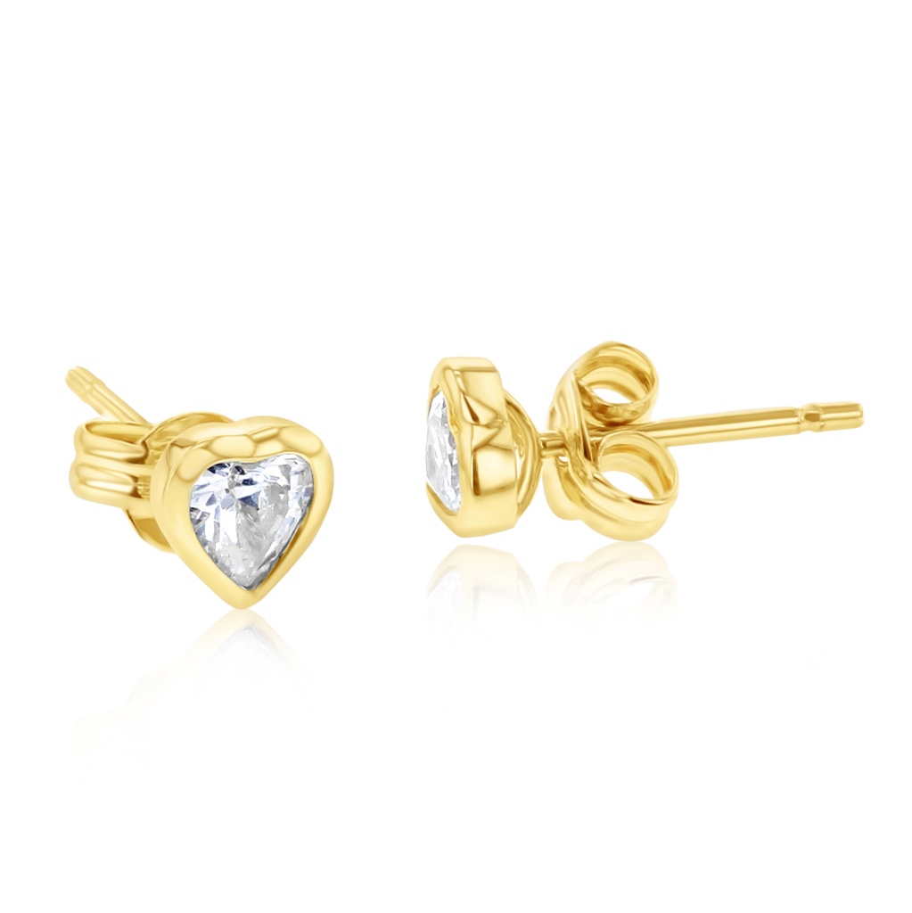 9Y CZ HEART BEZEL STUD EARRING