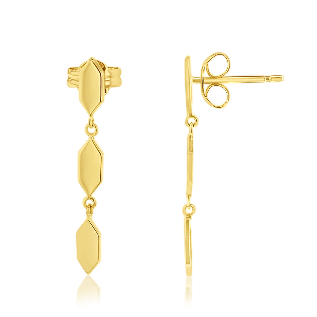 9Y LONG GEOMETRIC DROP STUD EARRING