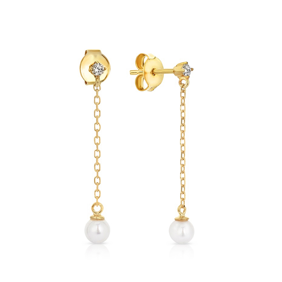 9Y PEARL DROP CZ STUD EARRING