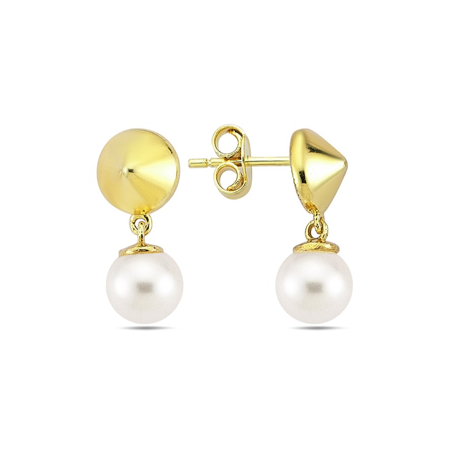 9Y POINTED STUD WITH PEARL DROP EARRING