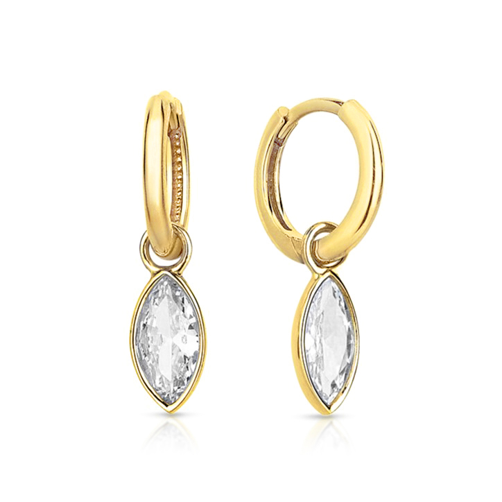 9Y SLIDING CZ MARQUISE DROP HUGGIE