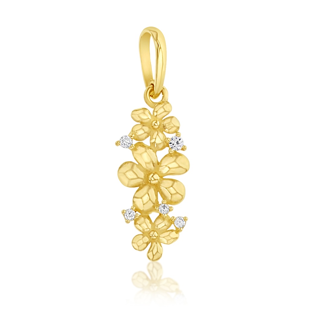 9Y TRIPLE DAISY DROP PENDANT WITH CZ