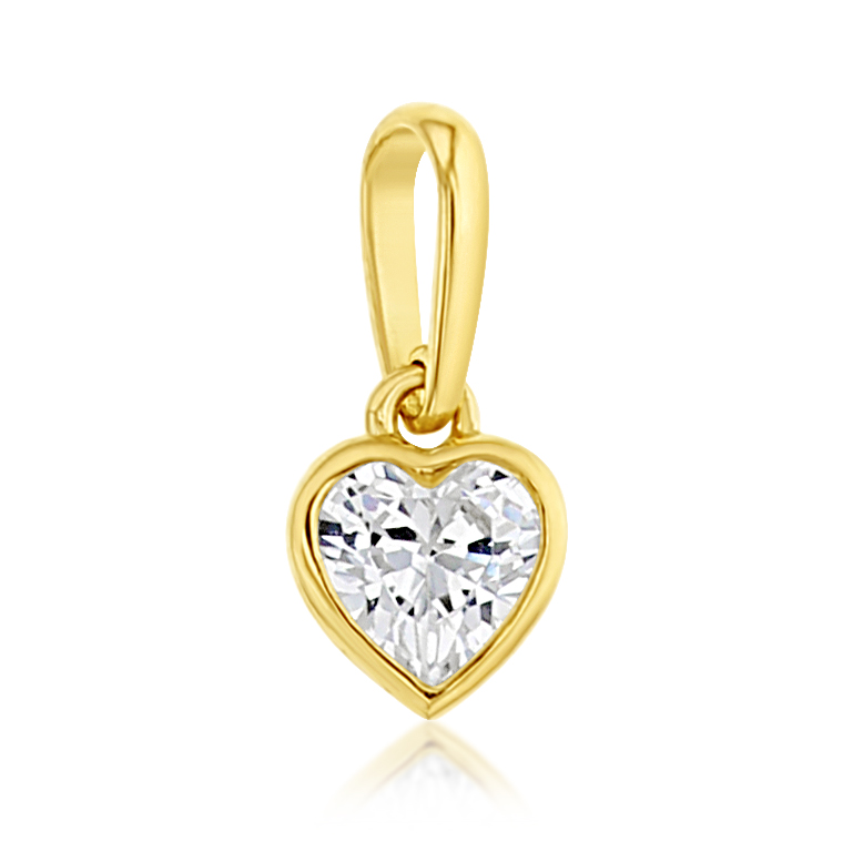 9Y FINE BEZEL CZ HEART PENDANT