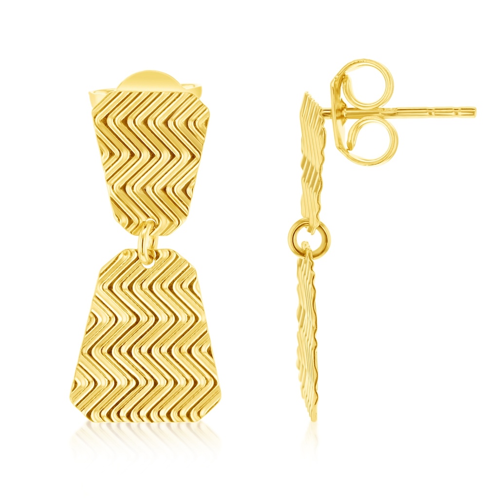 9Y AZTEC STYLE ZIG ZAG DROP STUD EARRING