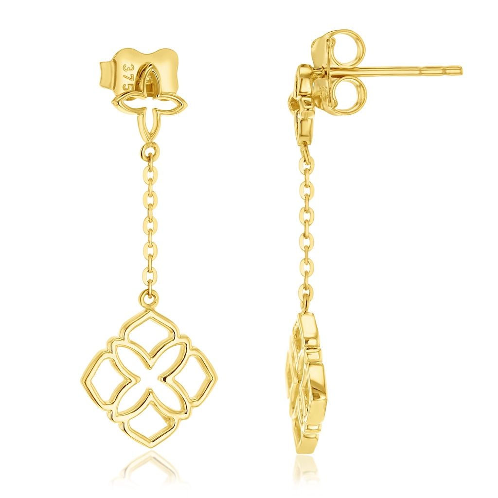 ### 9Y OPEN CLOVER DROP STUD EARRING