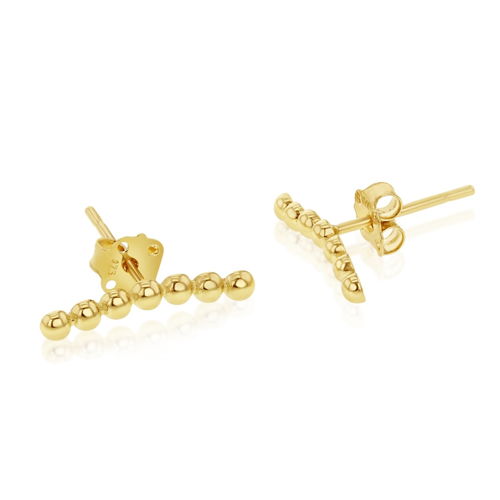 9Y 7 DOTTED CURVED BAR STUD EARRING