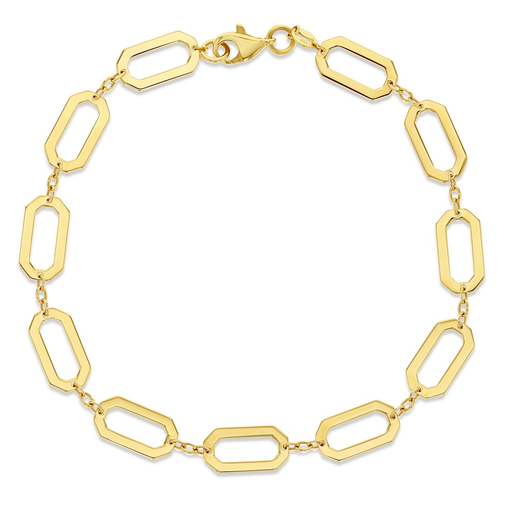 9Y LONG OPEN GEOMETRIC LINK FLAT BRACELET