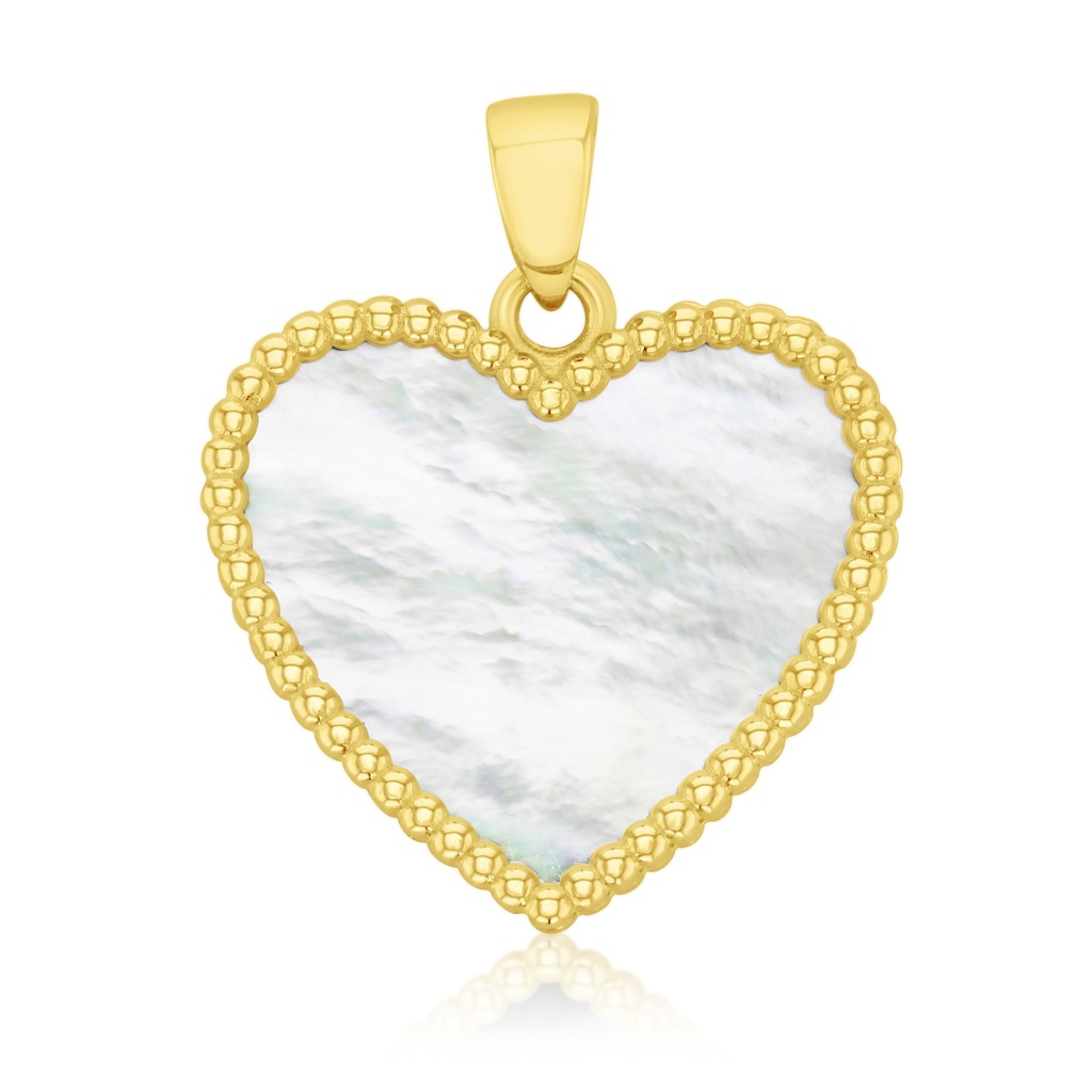 ### 9Y LARGE M.O.P. BEADED HEART PENDANT