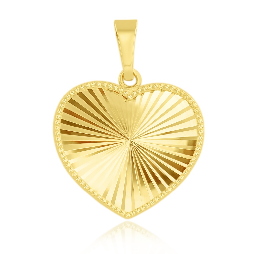 9Y LARGE GOLD BEADED HEART PENDANT